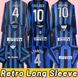 Long sleeve SNEIJDER ZANETTI Classic Inter Retro Soccer jerseys Djorkaeff MILITO Pizarro Djorkaeff ADRIANO MILAN Football Shirt 09 10 11 98 99 2009 2010 2011 98 99