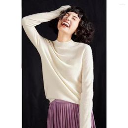 Women's Sweaters Peplum Stretch Slim Soft Wool Cashmere Seamless Half High Neck Knitwear