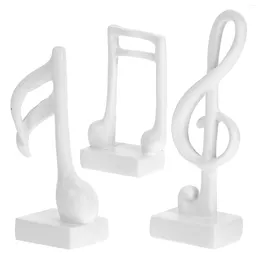 Decorative Figurines 3 Pcs House Decorations Home Musical Note Ornaments Resin Crafts Decorate Sculpture White Gift Desktop Staff