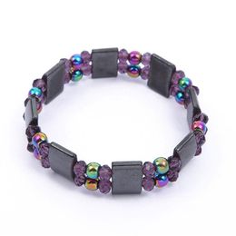 Link Chain Colorful Double Layer Magnet Bracelet Slimming Health Men Black Stone Tourmaline Magnetic Bracelets For Women264I