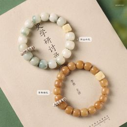 Strand Natural Weathered Bodhi Bracelet Star Moon Running Ring Single Circle Bangle Prayer Buddha Bead Plate Playing Handicraft