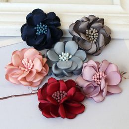 Decorative Flowers 10PCS/Lot 4.5CM Handmade Satin Fabric Artificial For Hats Dress Decoration DIY Hair Accessories