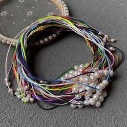 Choker Boho Natural Freshwater Pearl Necklace For Women Girl Irregular Big Potato Baroque Charm Colorful Rope Chain Collar