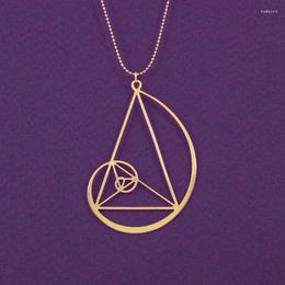 Pendant Necklaces Golden Spiral With Triangle Necklace Fibonacci Ratio Free Ship 12pcs/lot