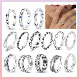 Cluster Rings 925 Silver Sparkling Ring For Women Match With Charm Collection Jewellery Heart Simple Wedding Parties Gifts DIY