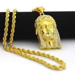 18K Gold Plated JESUS Christ Piece Head Face Hip Hop Pendant Necklace Chain For Men Women Trendy Holiday Accessories2284