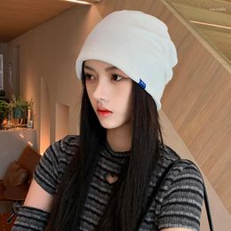 Berets Autumn Women's Beanie Hats Casual Plain Cotton Slouchy Beanies For Ladies Korean Style Fashion Letter Skullies