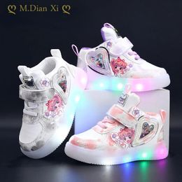 Sneakers Size 21 30 Glowing Cute Cartoon Kids Shoes for Girls Basket Led Children Lighting Luminous Sneaker 230928