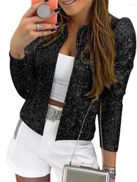 Women's Jackets Women Sequin Jacket Lightweight Blazer Open Front Shiny Club Party Night Concert Long Sleeve Sparkly Coats