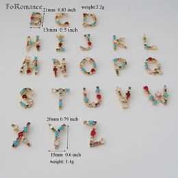 Pendant Necklaces YELLOW GOLD PLATED 18INCH WATER WAVE CHAIN LETTER INITIALS FROM A TO Z 26 LETTERS INITIAL COLORFUL STONES