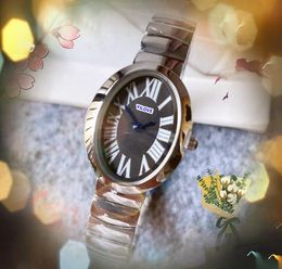 Oval Shape Roman Dial Quartz Battery Movement Watch Women Tank Series Fine Stainless Steel Belt Bracelet Classic Generous gold silver Colour cute wristwatches Gifts