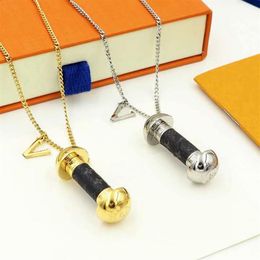 Europe America Style Men Lady Women Lovers Long Necklace With V Initials Wrap Leather Dumbbell Pendant 2 Color248N