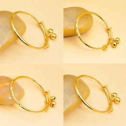 Europe and America New Fashion Design Children Jewelry 24K Yellow Gold Bell Bangles for Babies Kids Children Nice Gift222y