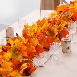 Faux Floral Greenery 175cm Autumn Decoration Artificial Maple Leaves Garland Vine Thanksgiving Halloween Garden For Wedding Party Home Fall Decor 230928