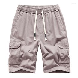 Men's Shorts In Summer Short Men Casual Loose Straight Knee Length Elastic Waist Pure Cotton Male Drawstring Cargo 30-42