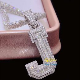 Gra Certificate Sterling Sier Hip Hop Jewelry Mossinate Iced Out Tennis Necklace Initial Letter Custom Moissanite Pendant