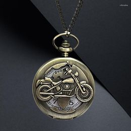 Pocket Watches Personalised Trend Watch Steampunk Quartz With Chain Hollow Heart Cover Necklace Bronze Colour Alloy Fob Clock Men