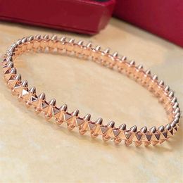 2021 Top Brand Pure 925 Sterling Silver Jewelry Women Rose Gold Spikes Steam-punk Bangle Wedding Jewelry Around Rivet Bangle288c
