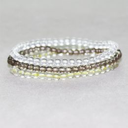 MG0067 Whole Natural Citrine Yellow Crystal Bracelet Smoky Clear Quartz Jewellery 4 mm Mini Gemstone Bracelet Set273Q