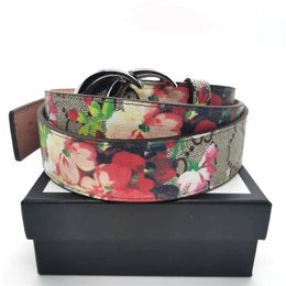 men designers belts womens belts mens waistband high quality Fashion casual leather belt waistbands for man woman Flower Colour beltcinturones wide 3.8cm