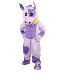 Halloween Purple Cow Mascot Costume Cartoon Anime theme character Christmas Carnival Party Fancy Costumes Adult Outfit