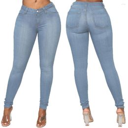 Women's Jeans Denim Trousers Button Zipper Pencil Pants Wear Resistant Ankle-Length Butt-lifting Lady Skinny