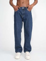 Men's Jeans CHENXIAN2023 Straight-leg All-match Solid Color For Men And Women Same Style Non-elastic Slight Flare Dark Blue