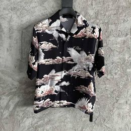 Men's Casual Shirts TD9272 Fashion 2023 French Vintage Light Luxury Jacquard Three-dimensional Floral Panels Pleated Shirt