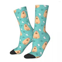 Men's Socks Merry Christmas Cute Capybara Guinea Pig Cavia Porcellus Animal Male Mens Women Summer Stockings Polyester