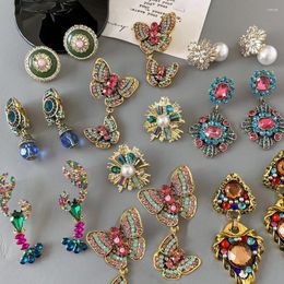Dangle Earrings AENSOA Vintage Colorful Rhinestone Lobster Butterfly Shaped Drop For Women Luxury Geometric Crystal Jewelry