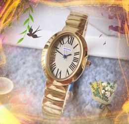 Moda formato oval pequeno mostrador simples relógio completo de aço inoxidável série tanque romano relógio todos os amantes do movimento de quartzo crime rosa ouro prata cor relógios bonitos presentes