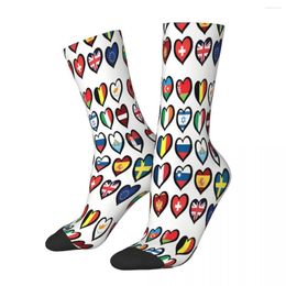 Men's Socks Eurovision Song Contest Hearts Male Mens Women Spring Stockings Harajuku