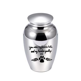 70x45MM Angel wings cremation urn for pet ashes pendant dog paw print Aluminium alloy ashes holder keepsake -You were my Favourite h225T