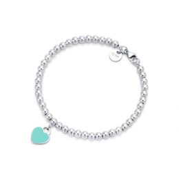 Fashion T Jewellery Women man Stainless beaded bracelet Forever Love enamel pink blue Heart charms Pulsera Bracelets lovers gifts262t