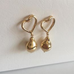 Dangle Earrings Behemia Gold Color Plating Heart Shape With Tear Drop Charm For Women Girl Elegant Gorgeous Casual Jewelry