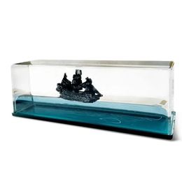 Decorative Objects Figurines Black Pearl Cruise Ship Body Sea Drift Bottle Liquid Hourglass Desktop Decoration Creative Stress Relief Toys 230928