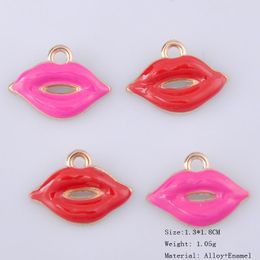 Charms 10pcs Korean Fashion Clothing Accessories Creative Sexy Lips Pendants Alloy DIY Enamel