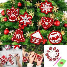 Christmas Decorations 10pcs As One Set DIY Small Cards With Beads Tree Decoration Kits Car Hanging Cute