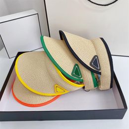 Colorful Beach Straw Hats Woman Summer Vintage Outdoor Sun Protection Designer Cap Solid Color Breathable Caps Bandage Wide Brim B269O