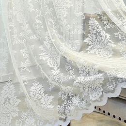 Curtain White lace tulle Curtains sheer for living room bedroom window European curtain drapes 230928