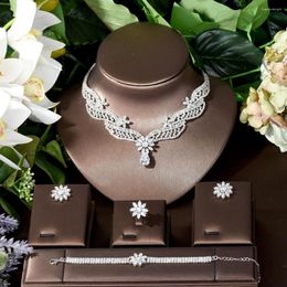 Necklace Earrings Set Fashion Vintage Cubic Zirconia And Earring Flower Shape Jewelry Women Bridal Wedding Party Accessories N-476