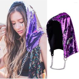 Berets Fashion Hat Sequin Caps Halloween Party Rave Hood S For Adults Bonnets Beanies Women