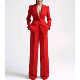 Women's Two Piece Pants Formal Women Suits Office Slim Fit Ladies 2 Pcs Blazer Set Lady Business Work Wear Party Dress Trouser With Pocket