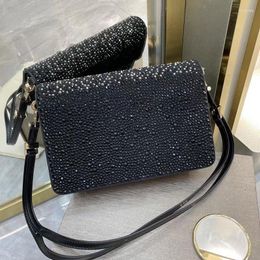 Evening Bags Shiny Crystal Party Bag High Quality Leather Shoulder Crossbody Luxury Design Ladies Handbag 2023 Women