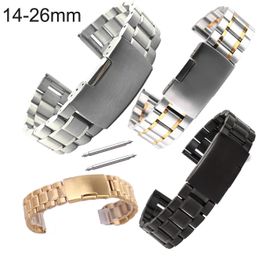 Watch Bands Replacement Solid 5beads Band 14 16 18mm 19 20mm 21 22mm 24mm 26mm Strap Stainless Steel Wrist Bracelet with Pins 230928