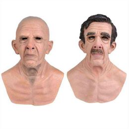 Latex Mask Bald Old Man Woman Full Head Halloween Realistic Funny Scary Adult Rubber Elder Costume Party Cosplay Decor Prop New L2301K