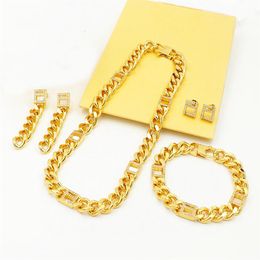 Fashion letter gold Chains Necklaces Bracelets for mens lady Women lover gift hip hop Jewellery with box NRJ292b