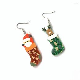 Stud Earrings Cartoon Christmas Stocking Elk Santa Women Elegant Design