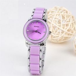 SENDA Brand Mother Pearl Shell Dial Trendy Quartz Womens Watch Delicate Students Watches Jewelry Buckle Fashion Ladies Wristwatche213g