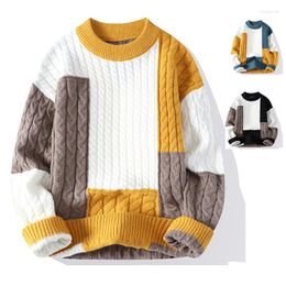 Men's Sweaters 2024 Autumn And Winter Round Neck Sweater Youth Colour Matching Twist Warm